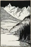 Ina D.D. Uhthoff, Untitled - Mountain Range, ink on paper