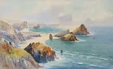 John Clarkson Isaac Uren, Kynance Cove at the Lizard, Cornwall, watercolour on paper