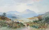 John Clarkson Isaac Uren, Untitled - Hiking Down the Path, watercolour on paper