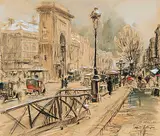 Eugène-Louis Véder, Neige ... St. Denis, 1922, charcoal and gouache on paper