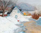 Warm March Sun - Ste-Anne de Beaupre, P.Q. by Horace Champagne, 1989, pastel on paper, sold Apr 2010