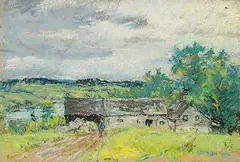 Berthe des Clayes, Quebec Farm in Spring, pastel on paper