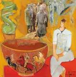 Renée duRocher, Visit to the Shanghai Museum, 2004, mixed media on paper