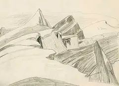Mountain Peaks, A View of Isolation Peak by Lawren Harris, 1929, graphite on paper, sold Apr 2010