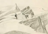 Lawren Harris, Mountain Peaks, A View of Isolation Peak, 1929, graphite on paper