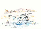 Janet Mitchell, The Watering Hole, watercolour on paper