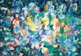 Janet Mitchell, Untitled - Colourful People, 1971, watercolour on paper