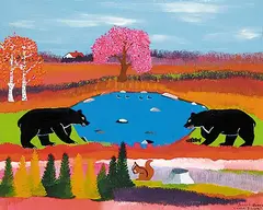 Joe Norris, Untitled - Two Bears, enamel on canvas
