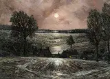 Homer Watson, Untitled - Moonlit Village, oil on canvas
