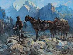 Jack Elmo King, Untitled - Teton Mountains, oil on canvas