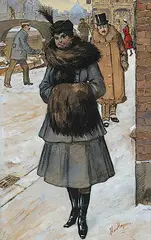 Han van Meegeren, Street Scenery in Winter, Amsterdam, charcoal and gouache on paper
