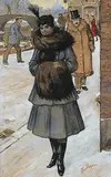 Han van Meegeren, Street Scenery in Winter, Amsterdam, charcoal and gouache on paper