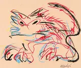 Karel Appel, The Cat, 1976, crayon on paper