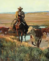 David Adams, High Plains Waterhole, oil on board