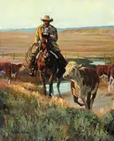 David Adams, High Plains Waterhole, oil on board