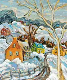 Raymond Girard, Village de Charlevoix, oil on board