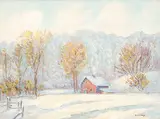 Robert Henry Lindsay, Untitled - Still Winter Day, oil on paper board