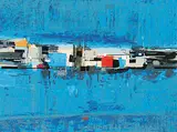 Gordon A. Smith, Untitled - Abstract in Blue, colour silkscreen on paper