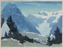 Beatrice Emma Adelaide Fry, Agnes and Austin #40/50, 1947, colour lino block on paper