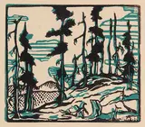 Marion Florence Nicoll, Untitled - Trees in Green and Black Landscape