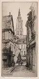 Caroline Armington, Rue de la Poissonnerie Caudebec en Cau #39/10, 1921, etching on paper