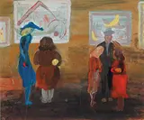 Julia Bingham Barnard, Opening of the Manitoba Society of Artists Exhibition, gouache on paper