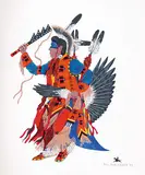 Radford Blackrider, Mens Traditional Dancer - Whip Man, 1991, colour ink on archival paper board