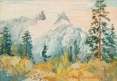 James Blomfield, Untitled - The Lions, Vancouver, 1933, watercolour on paper