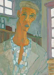 Michael Burns, Untitled - Self Portrait, oil on wood board