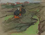 Untitled - Working in the Field by Mary Alexandra Bell Eastlake, pastel on paper, sold Nov 2009