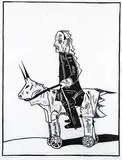 Ivan Eyre, Black Rider #7/25, wood block on paper