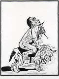 Ivan Eyre, Beasts #5/25, 1969, wood block on paper