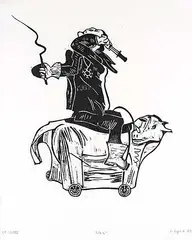Ivan Eyre, Stiletto #3/25, 1969, wood block on paper