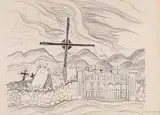 Untitled - The Old Cross by Zema Barbara Cogill Haworth, 1937, graphite on paper, sold Nov 2009