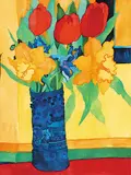 Karen Gay Kulyk, Spring Flowers in a Chinese Vase, 1977, watercolour on paper