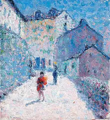 Edward S. Lowe, Untitled - Mediterranean Village, oil on canvas