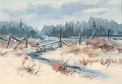 Harold Lloyd Lyon, Untitled - Winter Gate, acrylic on wood board