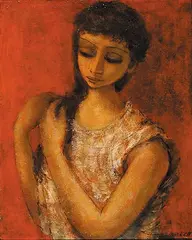 Jack Harold Markell, Untitled - Portrait of a Woman, oil on hard board