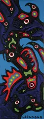 Norval Morrisseau, Untitled - Bird and Fish Figures, 1977, acrylic on canvas