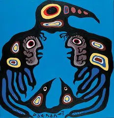 Norval Morrisseau, Untitled - Bird Figure Embodies Two Faces, 1978, acrylic on canvas