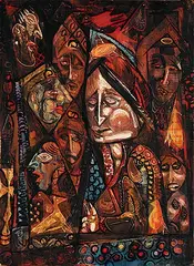 John Martin, Lamentations of Jeremiah, 1958, mixed media on paper board