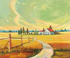Michael Pisko, Untitled - Southern Alberta Sunset, oil on wood board