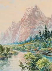 William Harvey Sadd, Mount Geikie, Canadian Rockies, 1928, 1928, watercolour on paper