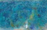 Thep Thavonsouk, Untitled - White Figure in Blue Landscape, 1996, watercolour on paper