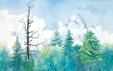 Thep Thavonsouk, Untitled - New Forest, 1991, watercolour on paper