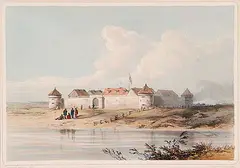 Henry Warre, Fort Garry, hand coloured lithograph on paper