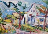 Samuel Borenstein, Lac Paquin, PQ Laurentian Mountains, 1961, oil on wood board