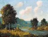 Spring Time Ghost River Valley by Roland Gissing, oil on paper board, sold Nov 2009