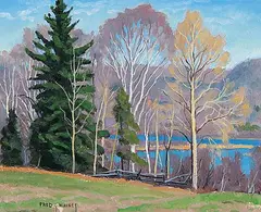 Untitled - Lake Rousseau, Muskoka by Frederick Stanley Haines, oil on wood board, sold Nov 2009