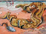 Arthur Lismer, Untitled - Frolicking on the Beach, 1950, oil on wood board
